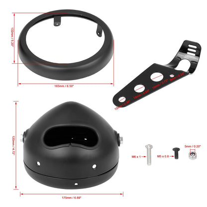 Black Headlight Light Bracket 5.75 inch Housing for Harley Davidson
