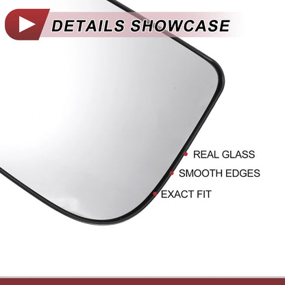 Left Driver Side Mirror Glass - Non-Heated Tow Mirror Replacement for Dodge