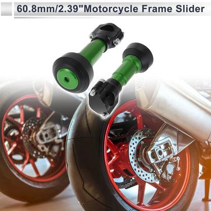 2 x Slider Frame 0.87-1.1 Aluminum Green for Motorcycle