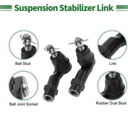 6pcs Front Suspension Kit Tie Rod Ends with Boots for Dodge Dart (2013-2016)