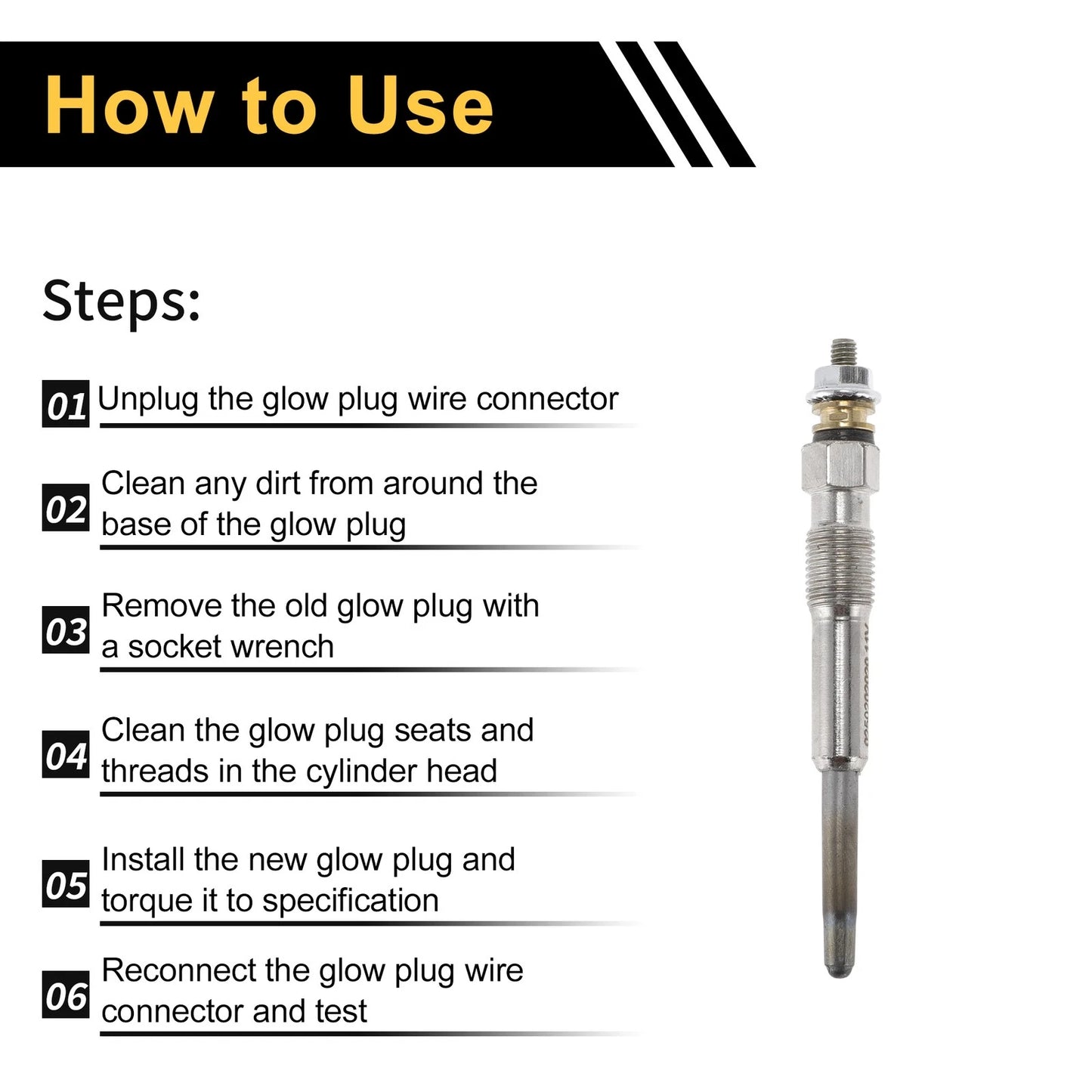 Glow Plug 1 x Diesel Glow Plug for Various Makes & Models