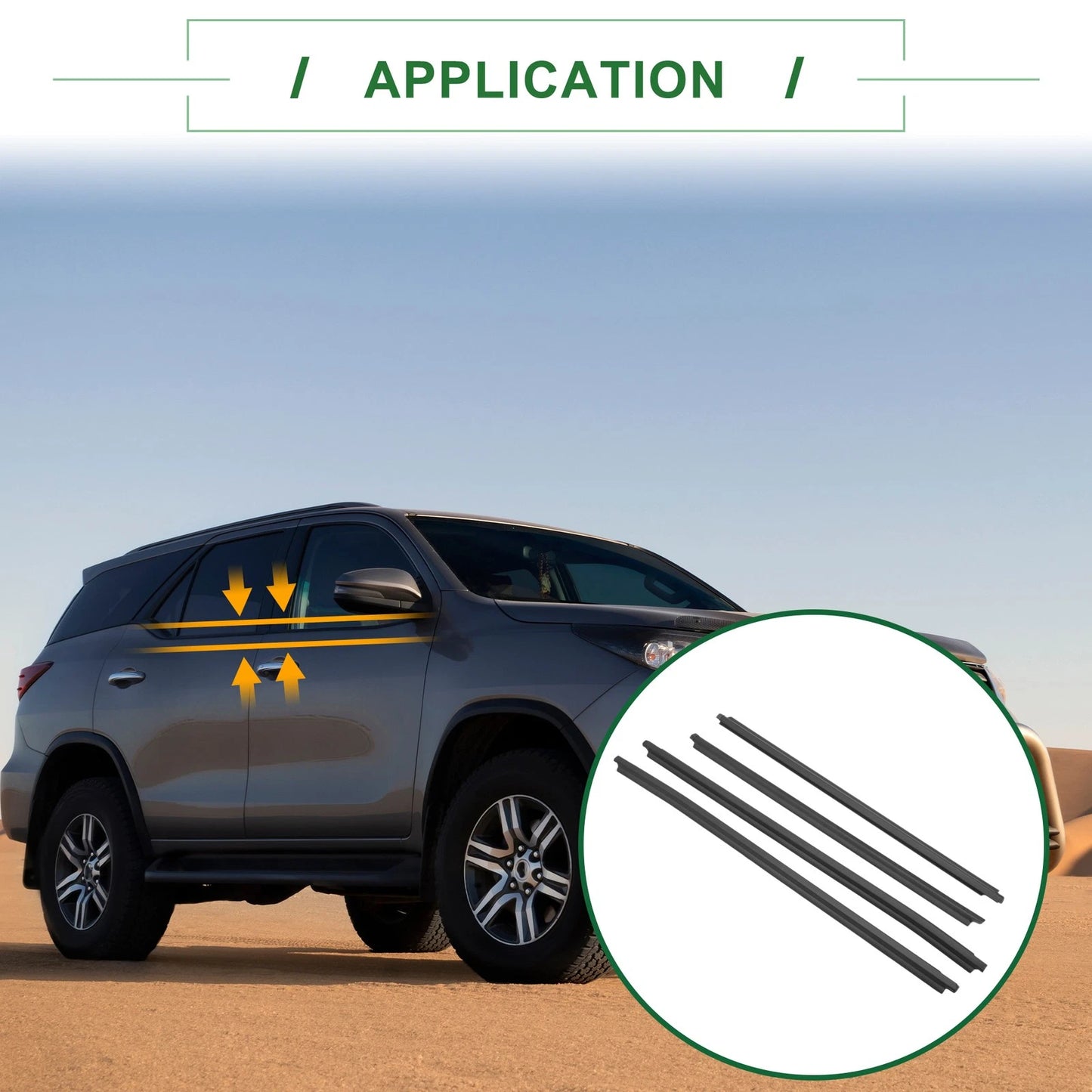 4 x Weatherstrip Window Seal for Toyota Fortuner (2004–2015)