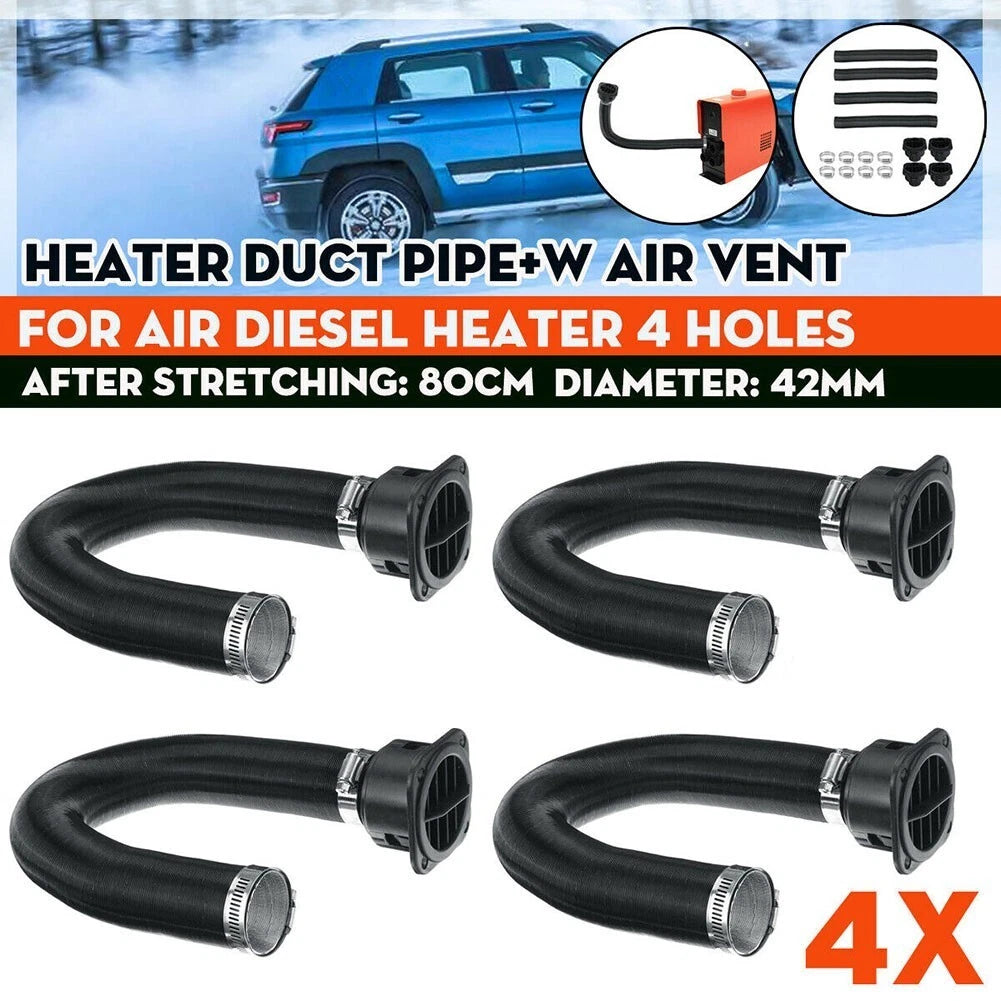 Air Vent Outlet Heater Duct / 4 Holes 42mm / Aluminum Foil Plastic Black