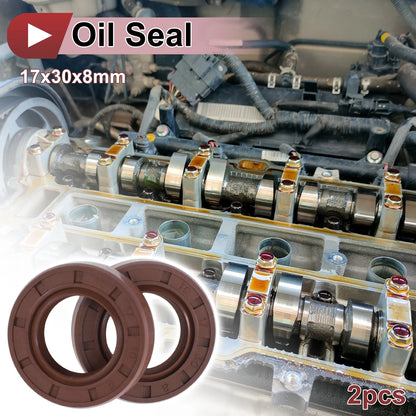Oil Seal 17x30x8mm Brown 2x FKM Rubber