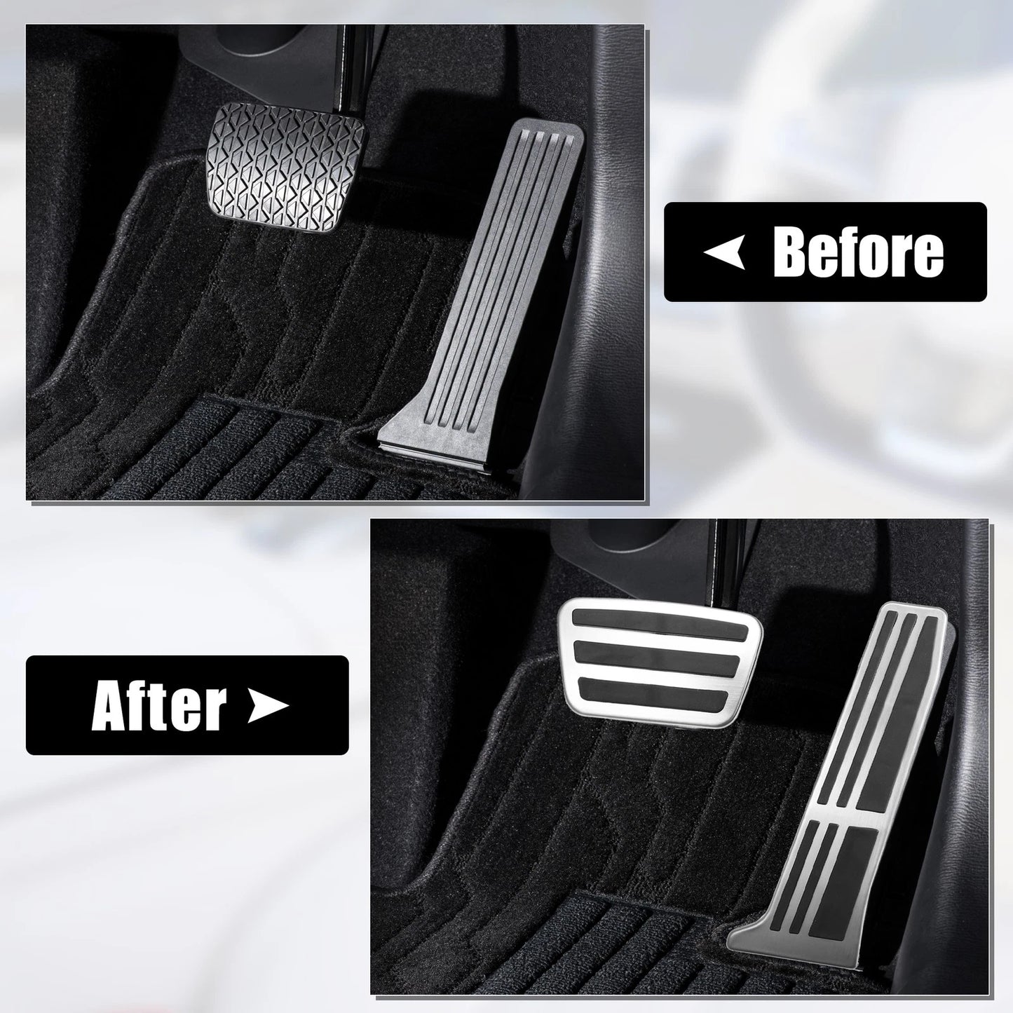 2 x Brake & Accelerator Foot Pedal Covers Non-Slip for Toyota Silver Tone