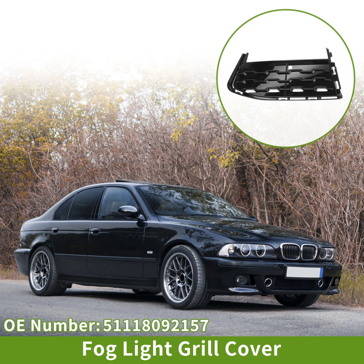 Front Left Fog Light Grill for BMW 7 Series (2015-2020) - 1 x Black Lens
