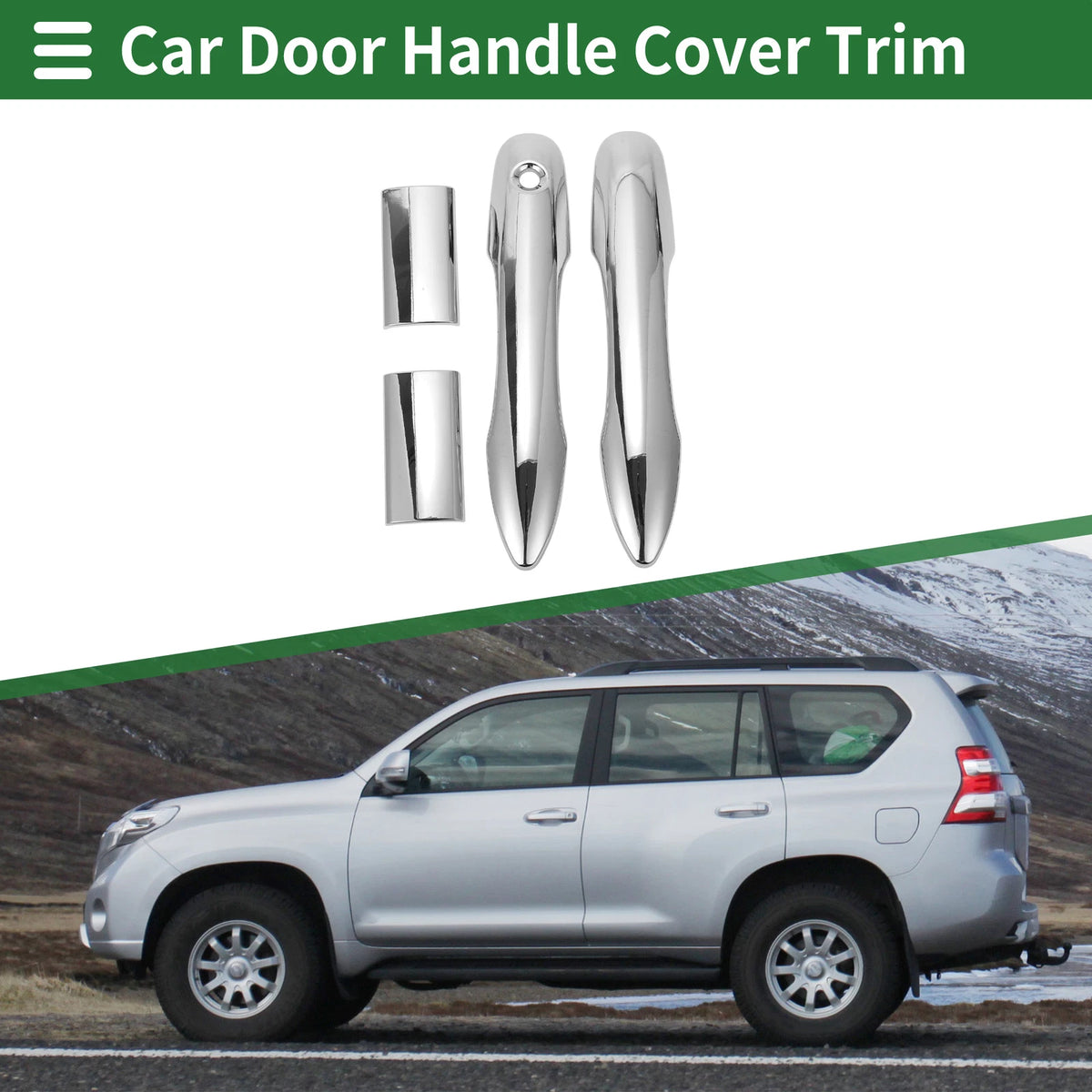 Silver Tone Door Handle Cover Trim for Toyota HiAce (2005-2023)
