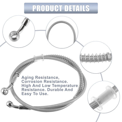 39.37" 10mm Motorcycle Hydraulic Brake Line Oil Hose Stainless Steel Silver Tone for Make Model