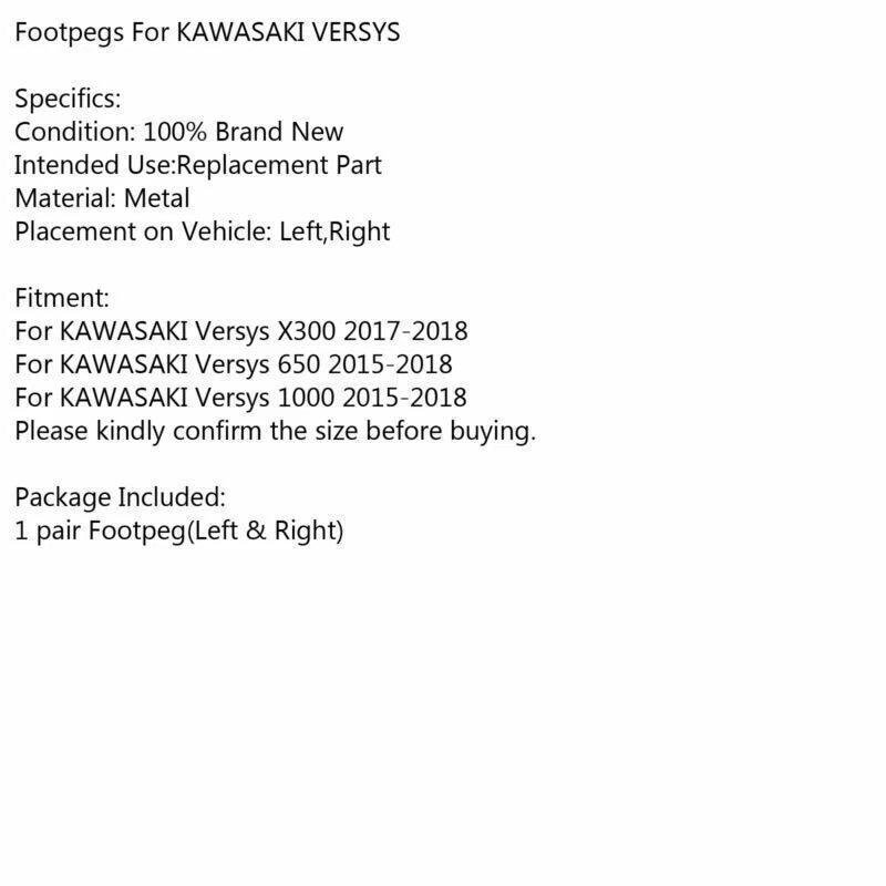 Front Footpegs for Kawasaki Versys 650/1000 & Versys X 300 (2017-2018)