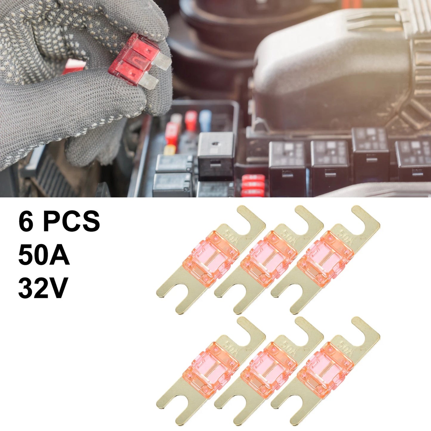 6pcs 50A AFS Mini ANL Fuse for Car, Truck, Motorcycle, Boat Audio CDs