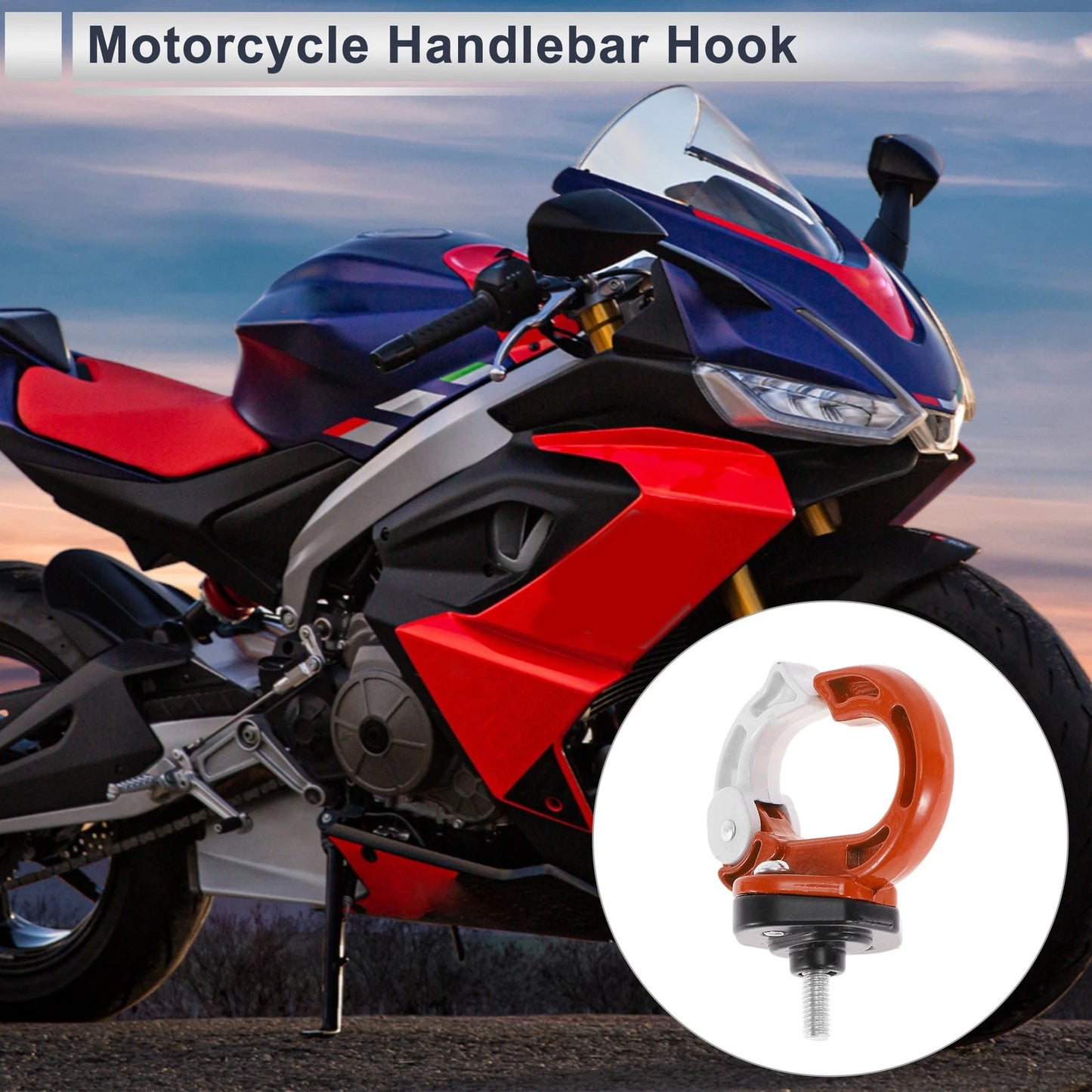 Round Shape Aluminum Alloy Motorcycle Hanging Hook 1 Pc Orange White