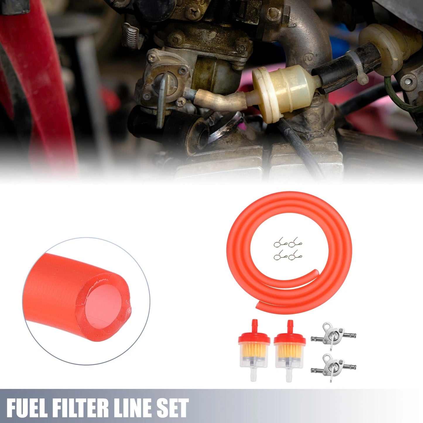 Set Motorcycle Fuel Filters with 2 Valve Petcock for CRF50/70 ATV Moped