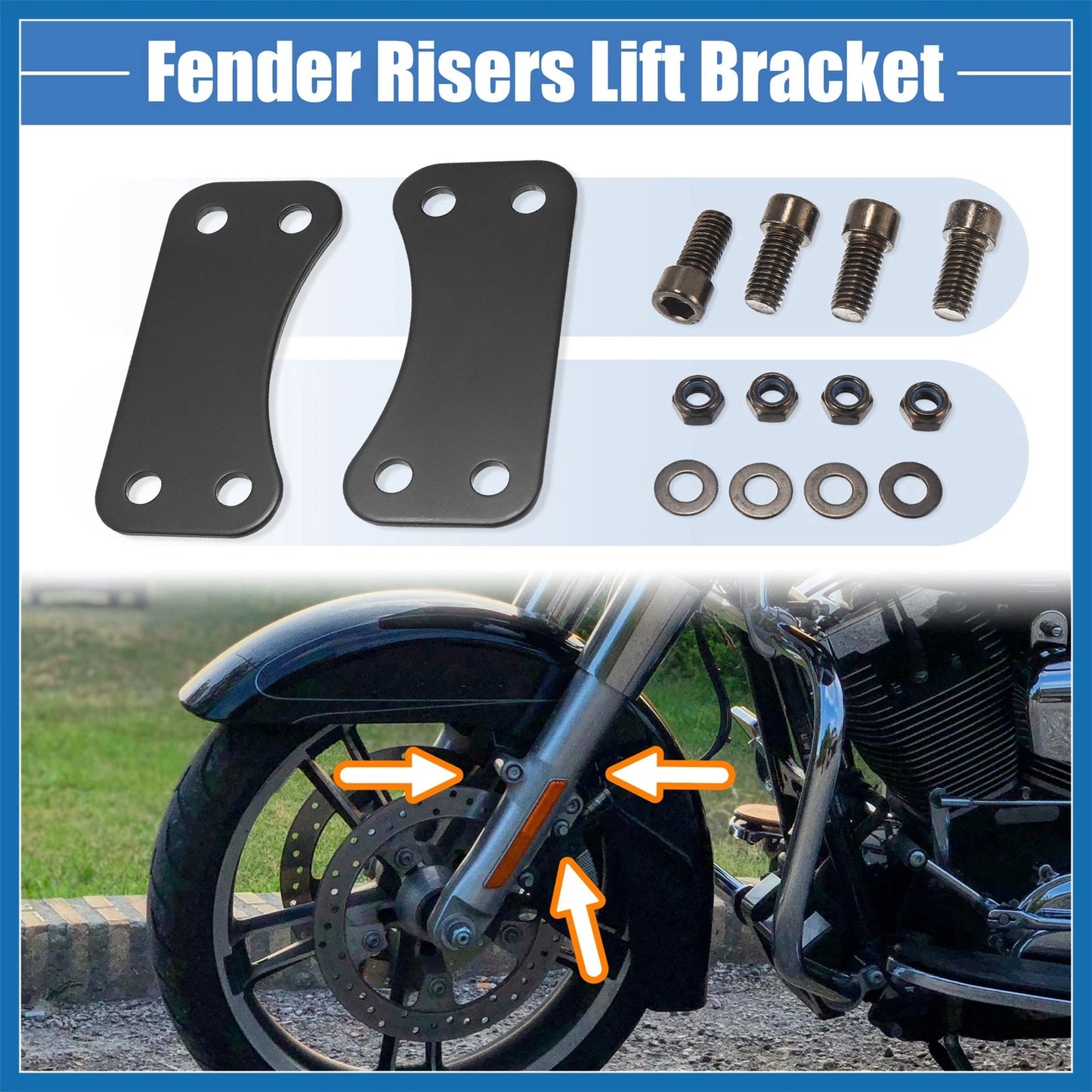 Front Wheel Fender Risers Lift Bracket Adapter 21" for Harley