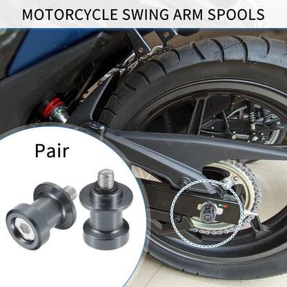 Pair 8mm CNC Swing Arm Spool Slider Stand Titanium Tone for Motorbike