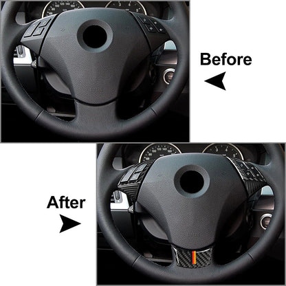 5 Pcs Steering Wheel Cover Trim for BMW 5 Series E60 E61 (2003-2010) Black