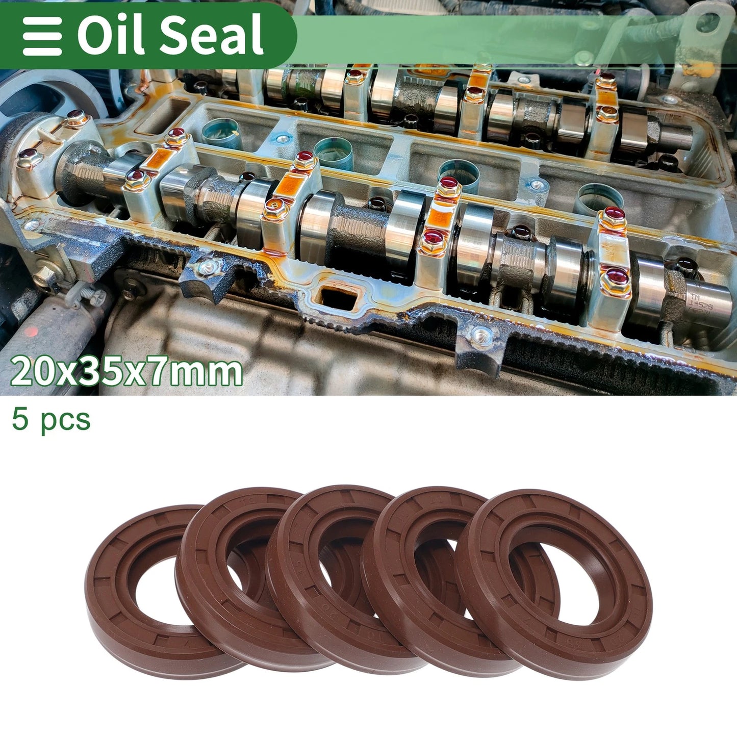 Oil Seal 20x35x7mm 5 Pcs Seal Ring Rotary Shaft Seal FKM Rubber