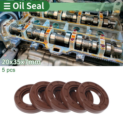 Oil Seal 20x35x7mm 5 Pcs Seal Ring Rotary Shaft Seal FKM Rubber