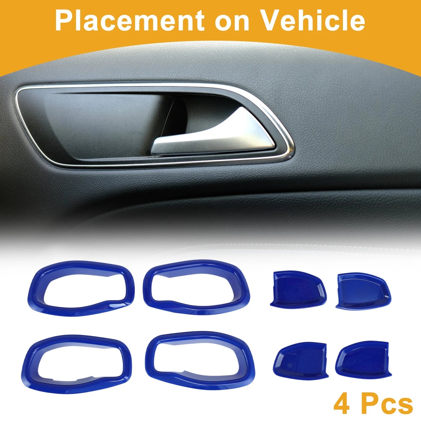 Interior Door Handle Bowl Cover Trim for Jeep Renegade (2015-2023) 4 x ABS