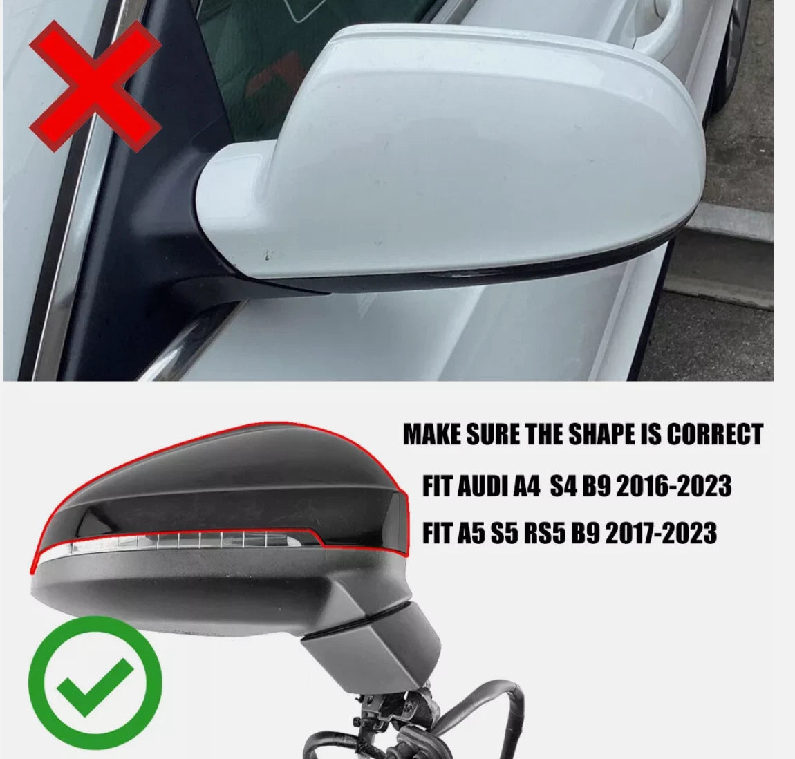 2 x Carbon Fiber Mirror Cover NO Lane Assist for Audi A4 B9/S4 (2016–2022)
