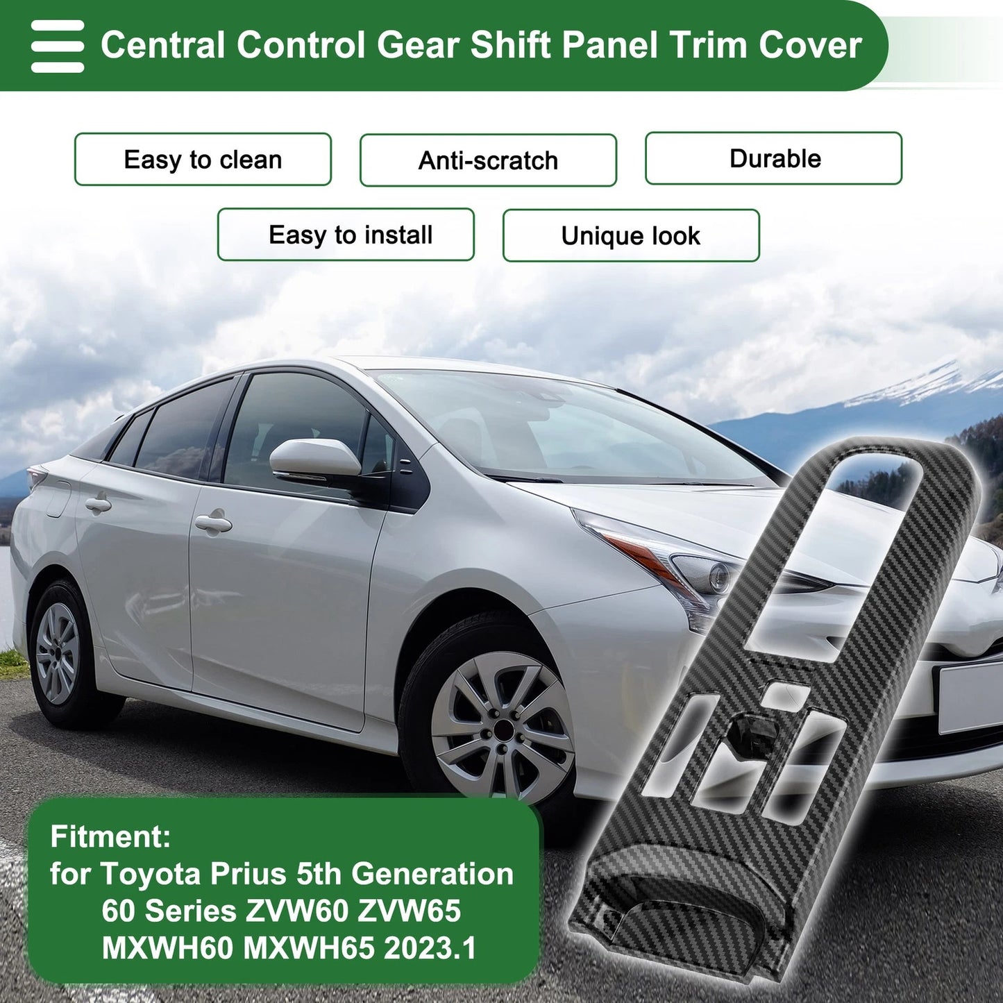 Central Control Gear Shift Panel Trim Cover for Toyota Prius 5th (2016–2023)