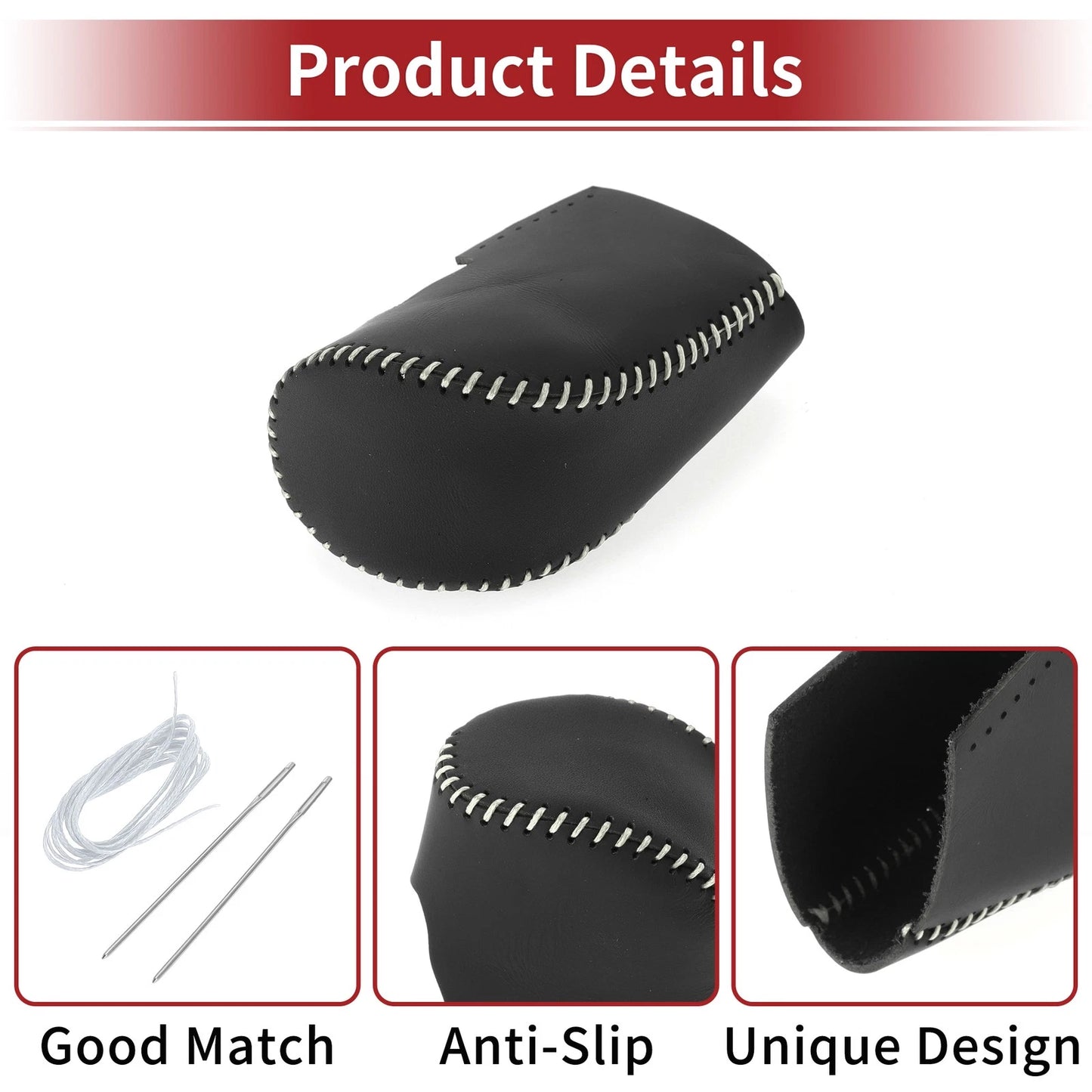 Car Gear Shift Knob Cover for Honda HR-V 2023-2024 Black Grey Faux Leather