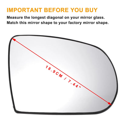 Right Side White Mirror Glass w/ Back Convex Heated for JEEP GRAND CHEROKEE (1999-2023)