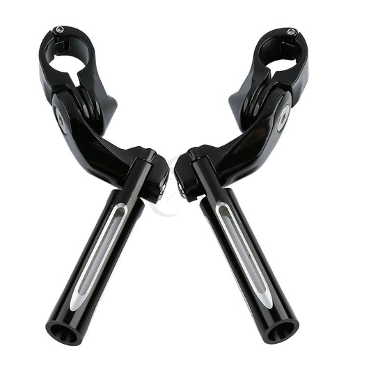 1 1/4" Black Short Angled Footpegs for Harley Road King, Glide