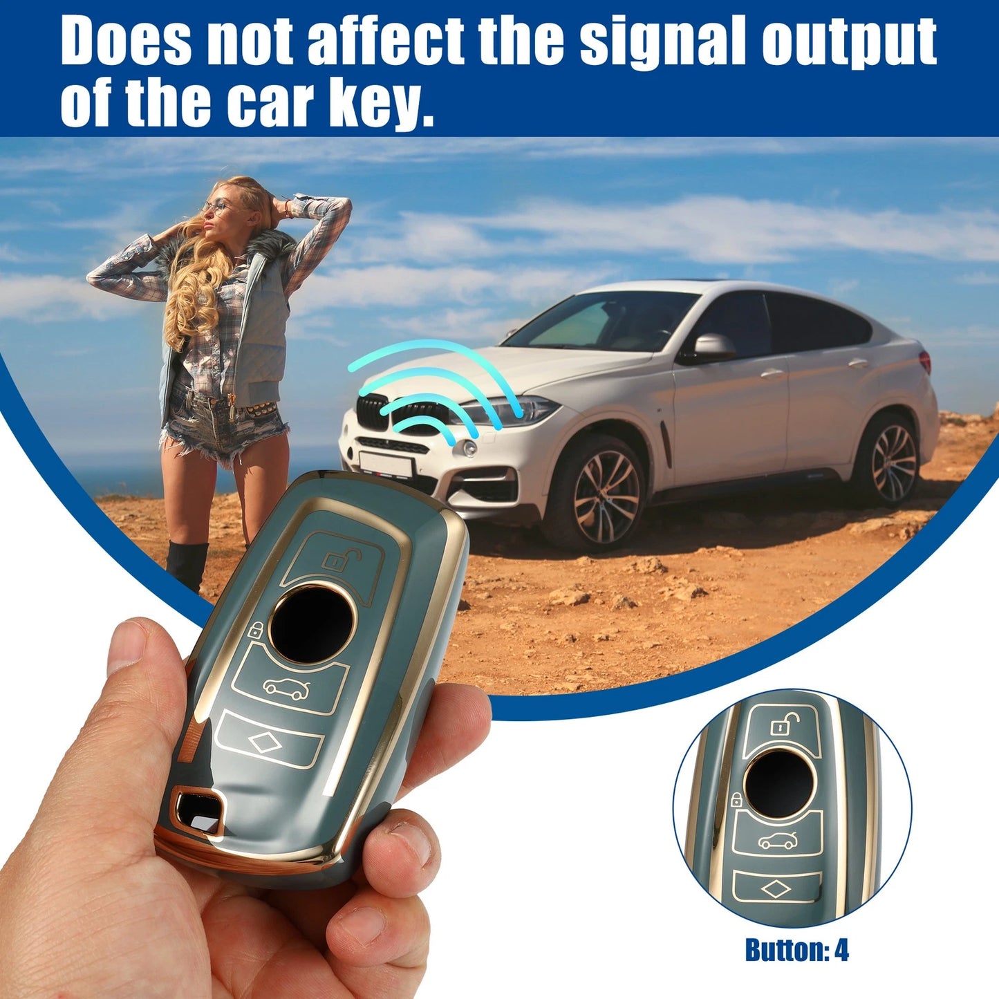 TPU 3 Button Keyless Entry Remote Cover for BMW 1 Series (2004-2013)