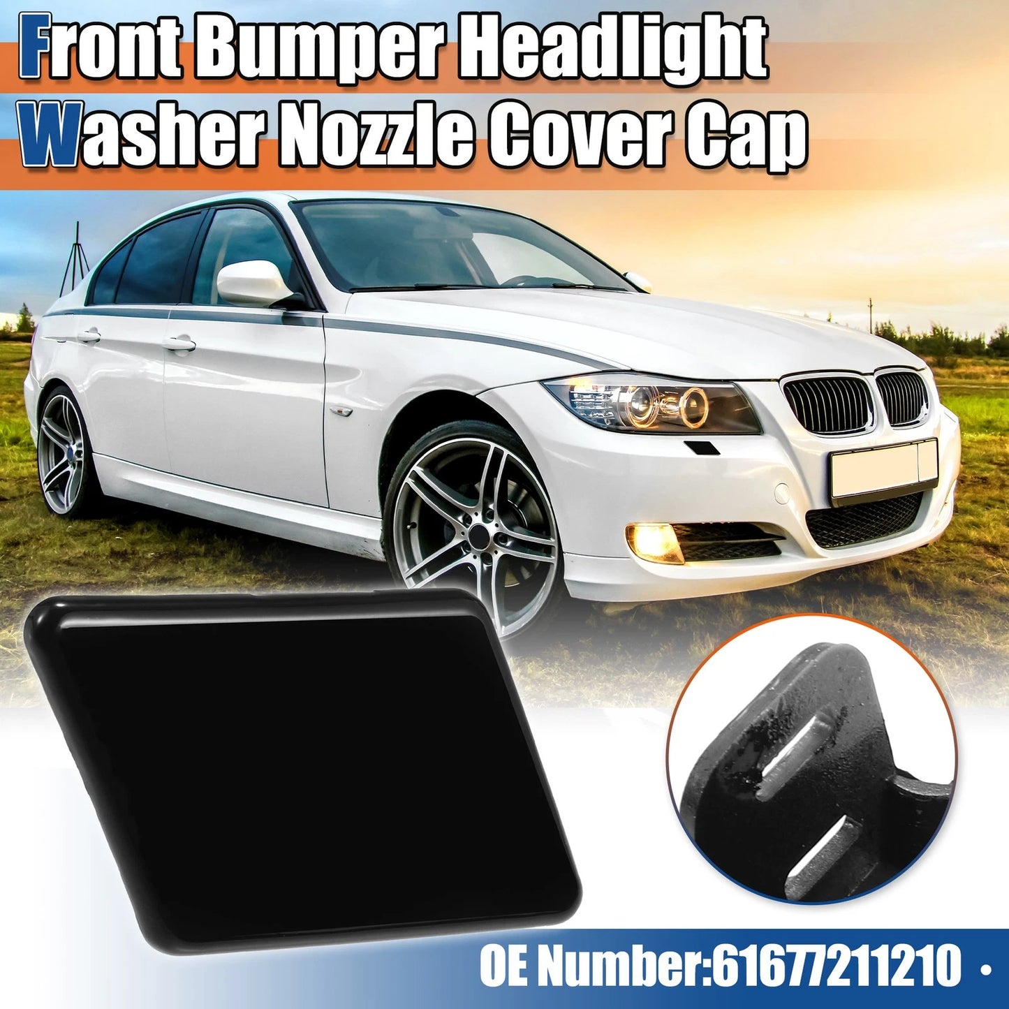 Washer Nozzle Cover for BMW 3 Series E90 Gloss Black
