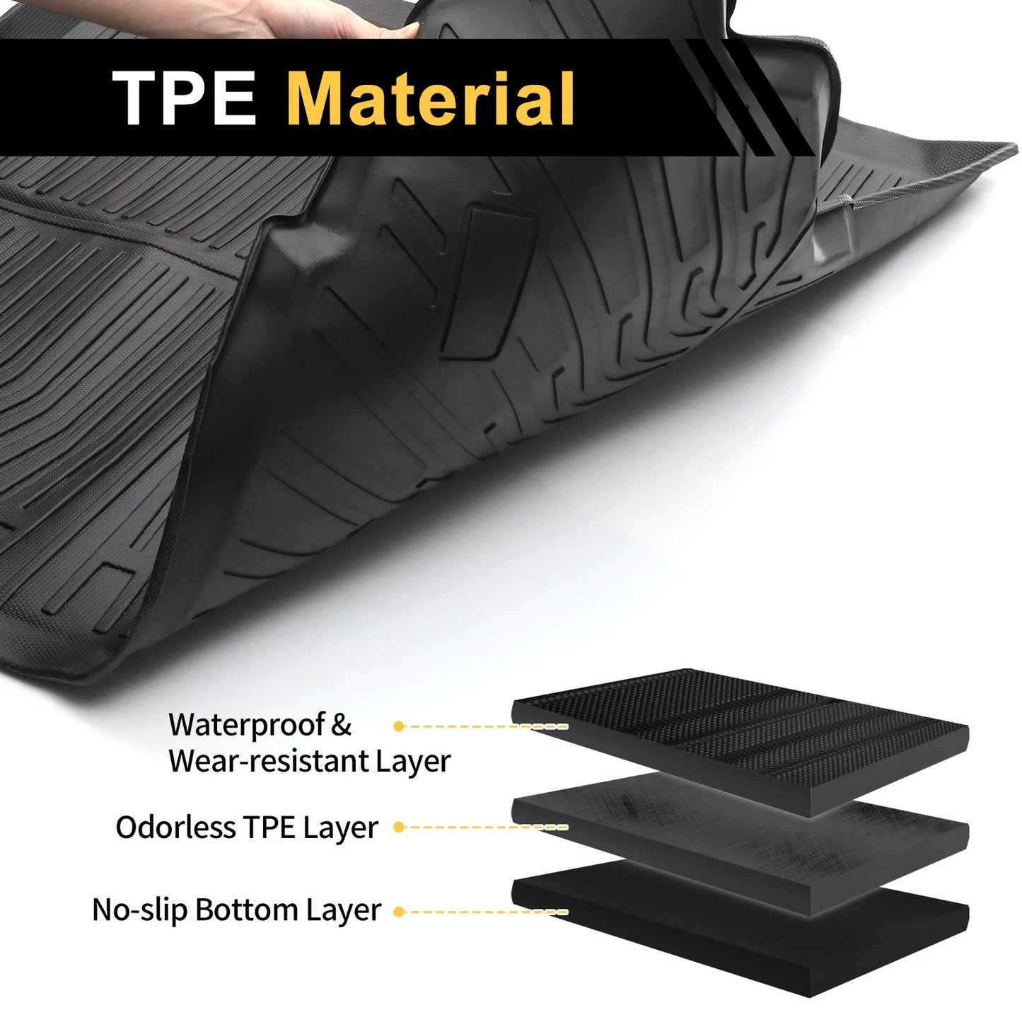 Cargo Liner Rear Trunk Mat for Ford Mustang 2015-2024 Stripe Pattern TPE