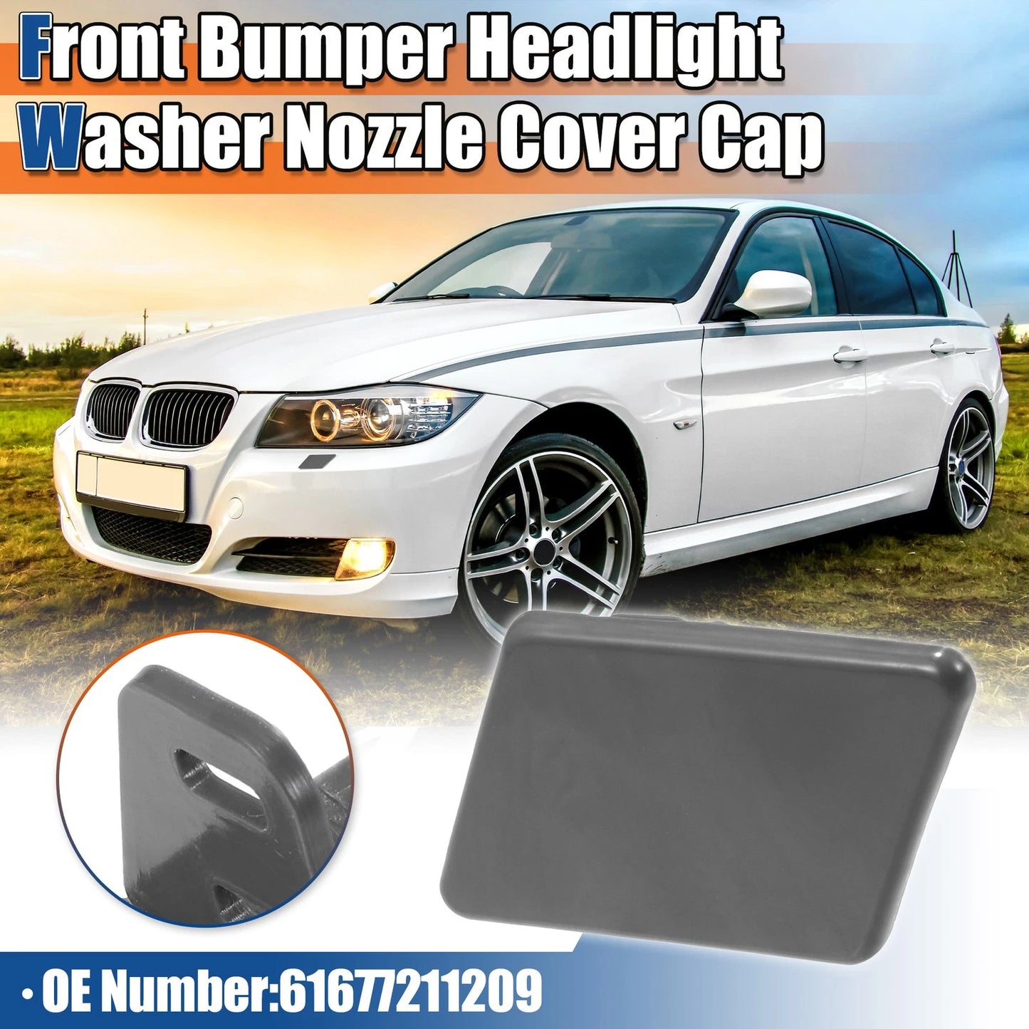 Left Side Front Bumper Headlight Washer Nozzle Cover for BMW E90 E91 (2006-2012)