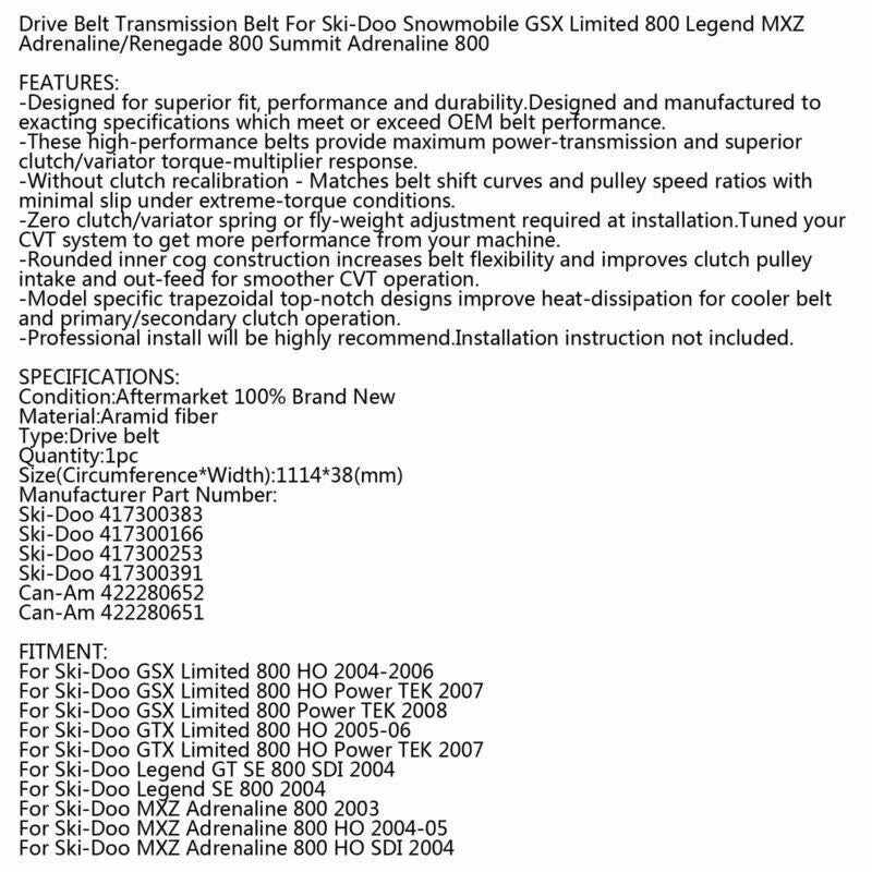 Timing Belt for Ski-Doo MXT4 (2016-2023)