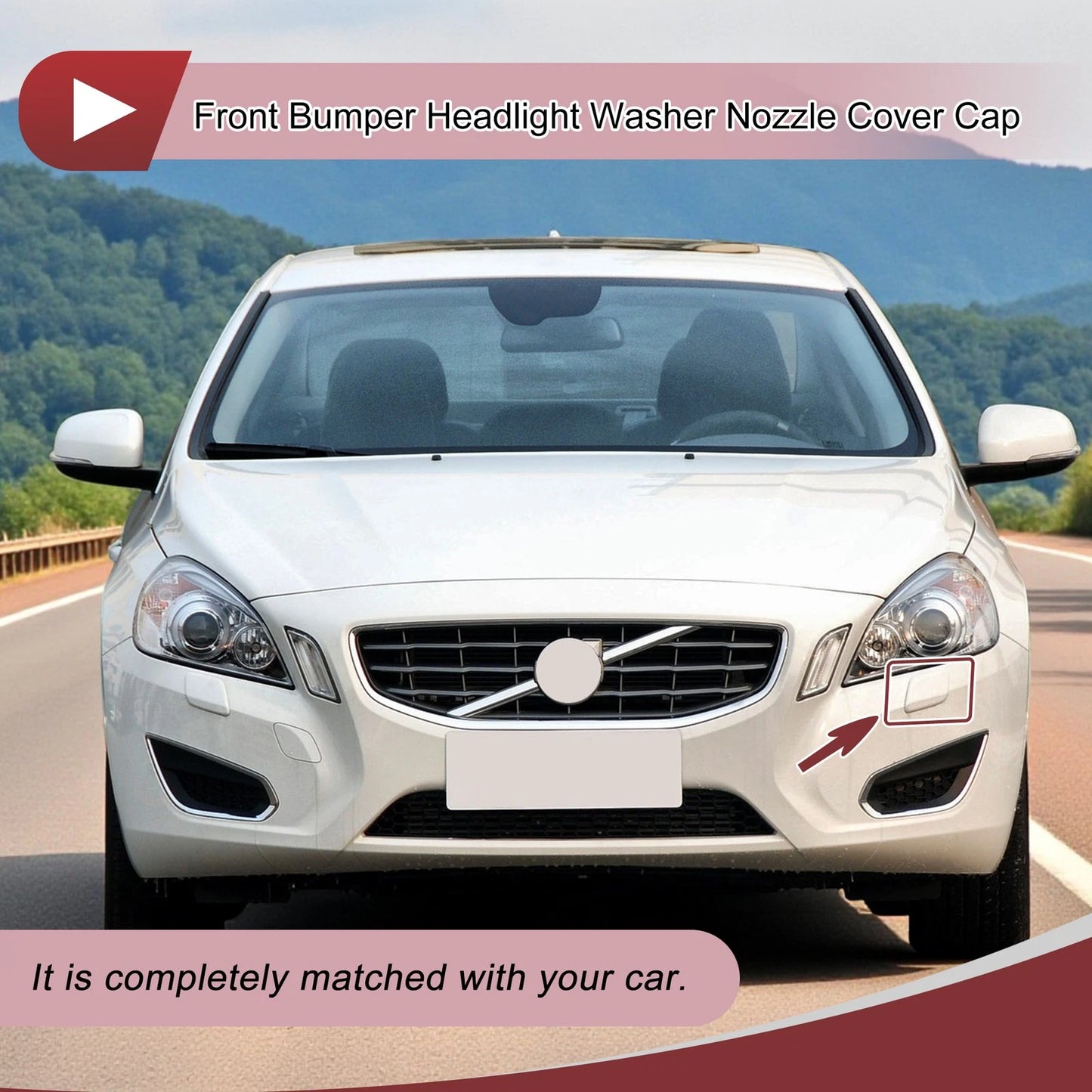 Front Left Bumper Trim Nozzle Cover for Volvo S60 (2011-2013) Black