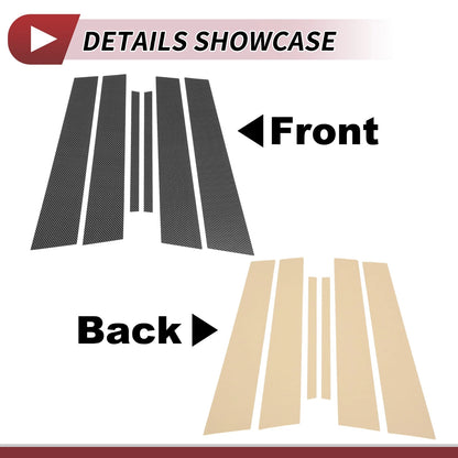 6 Pcs Door Pillar Window Trim for Nissan Maxima (2016-2023) Carbon Fiber Black