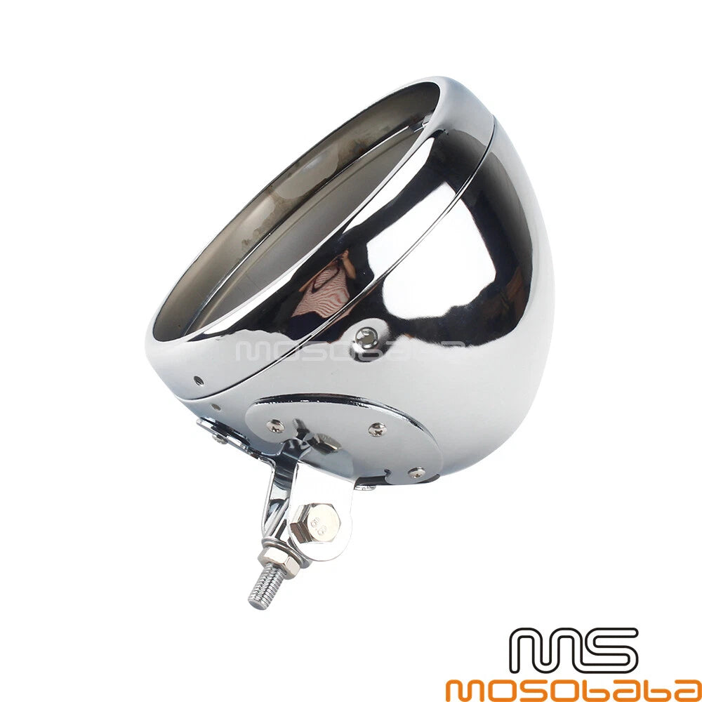 7" Chrome Headlight Housing Round Light Bucket for Harley Chopper Bike