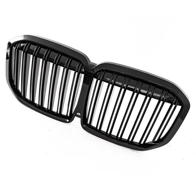 Dual Slats Front Bumper Kidney Grille for BMW X7 G07 M50i 2019-2022 Gloss Black