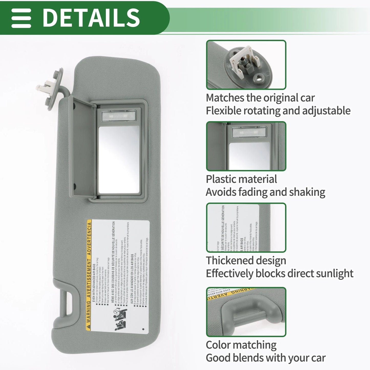 Right Car Sun Visor for Toyota Highlander (2014-2016, 2019)