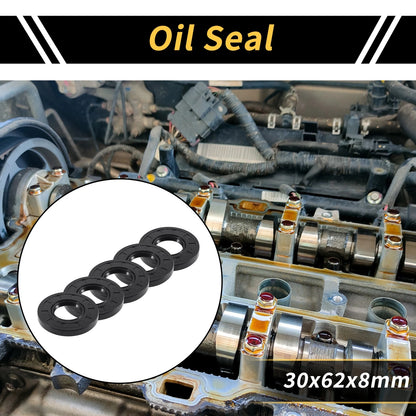 Oil Seal / 30x62x8mm / Rotary Shaft Seal NBR Rubber Black 5 Pcs