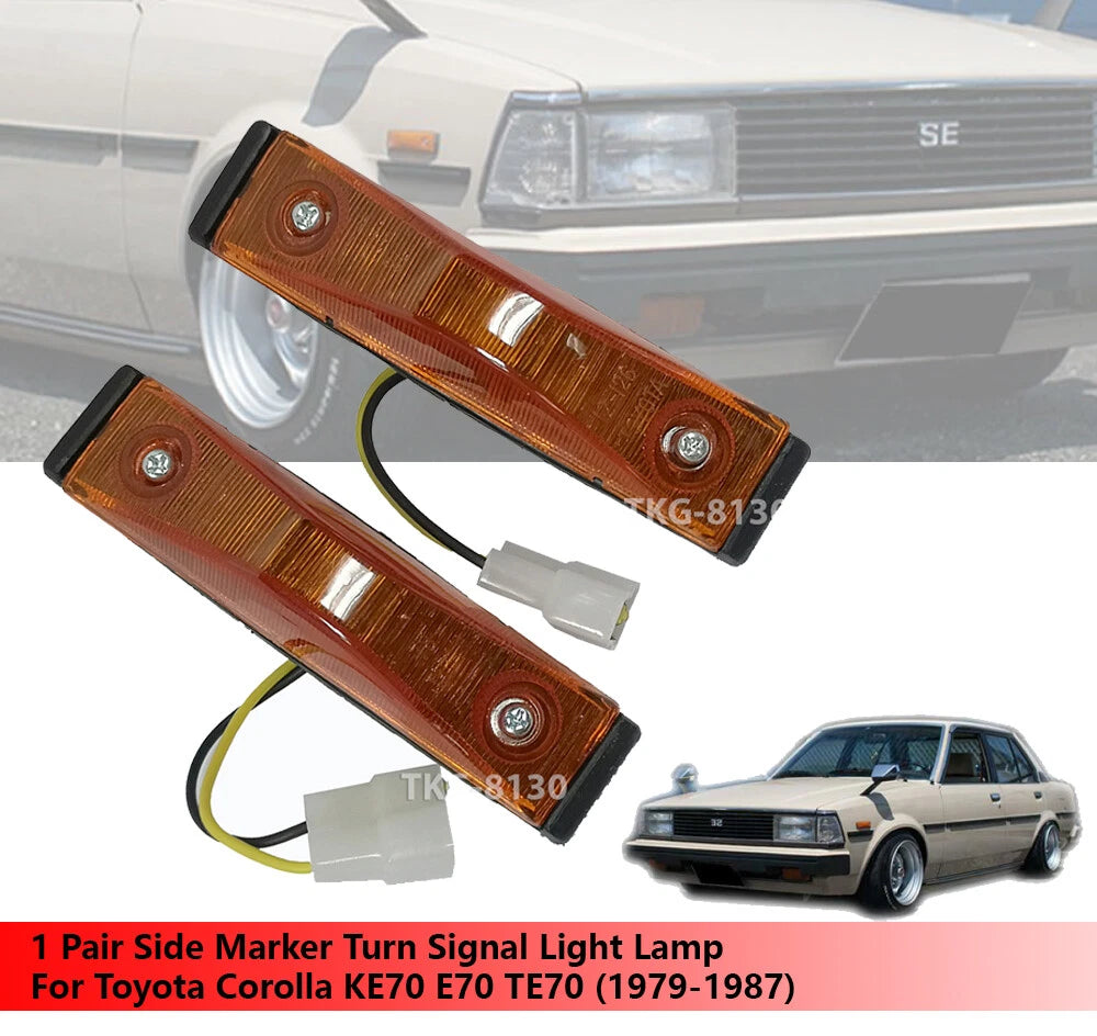 2 x Side Marker Indicators  Lights for Toyota Corolla KE70 E70 TE70 (1979-1987)