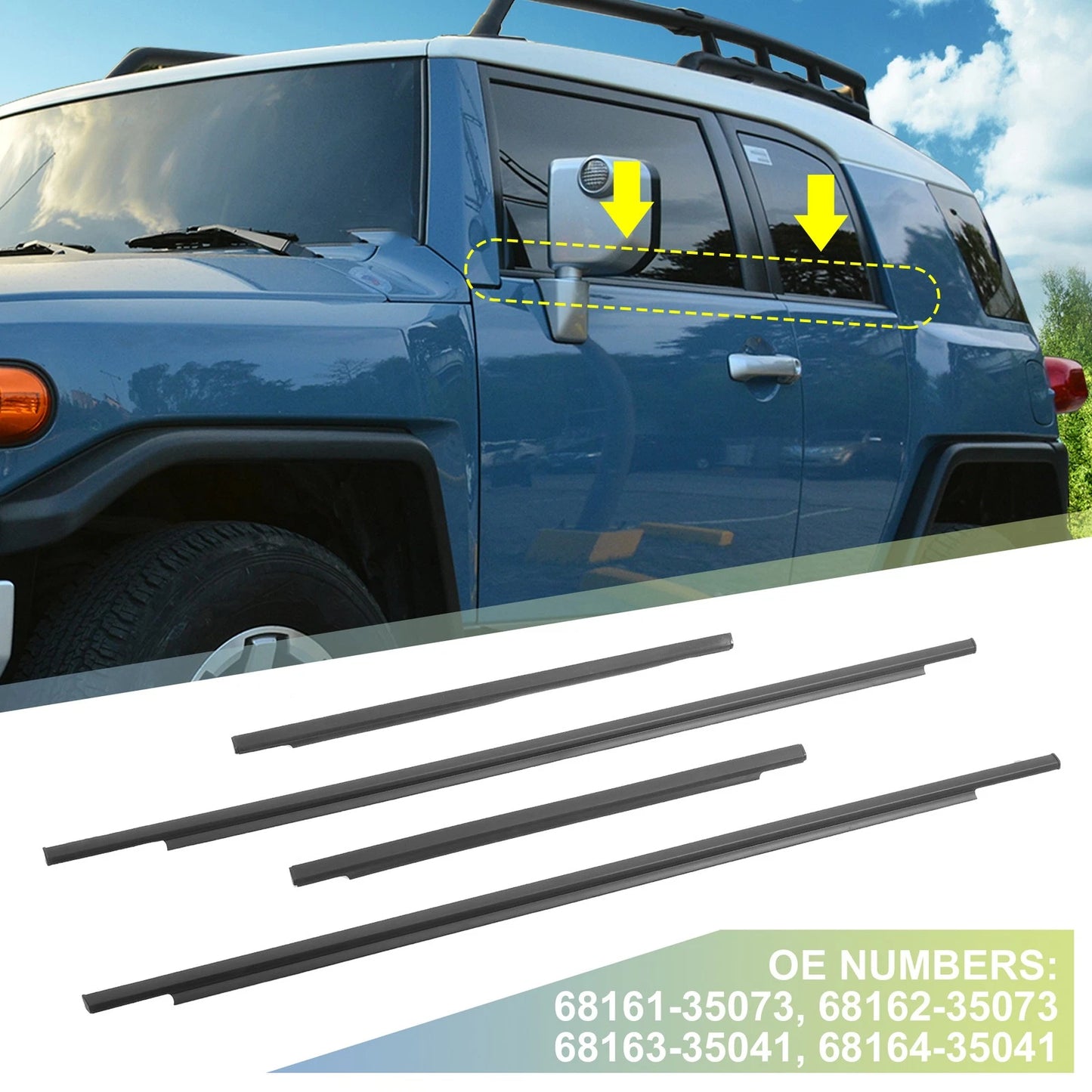4pcs Window Weatherstrip Door Seal Belt for Toyota FJ Cruiser (2007–2014)