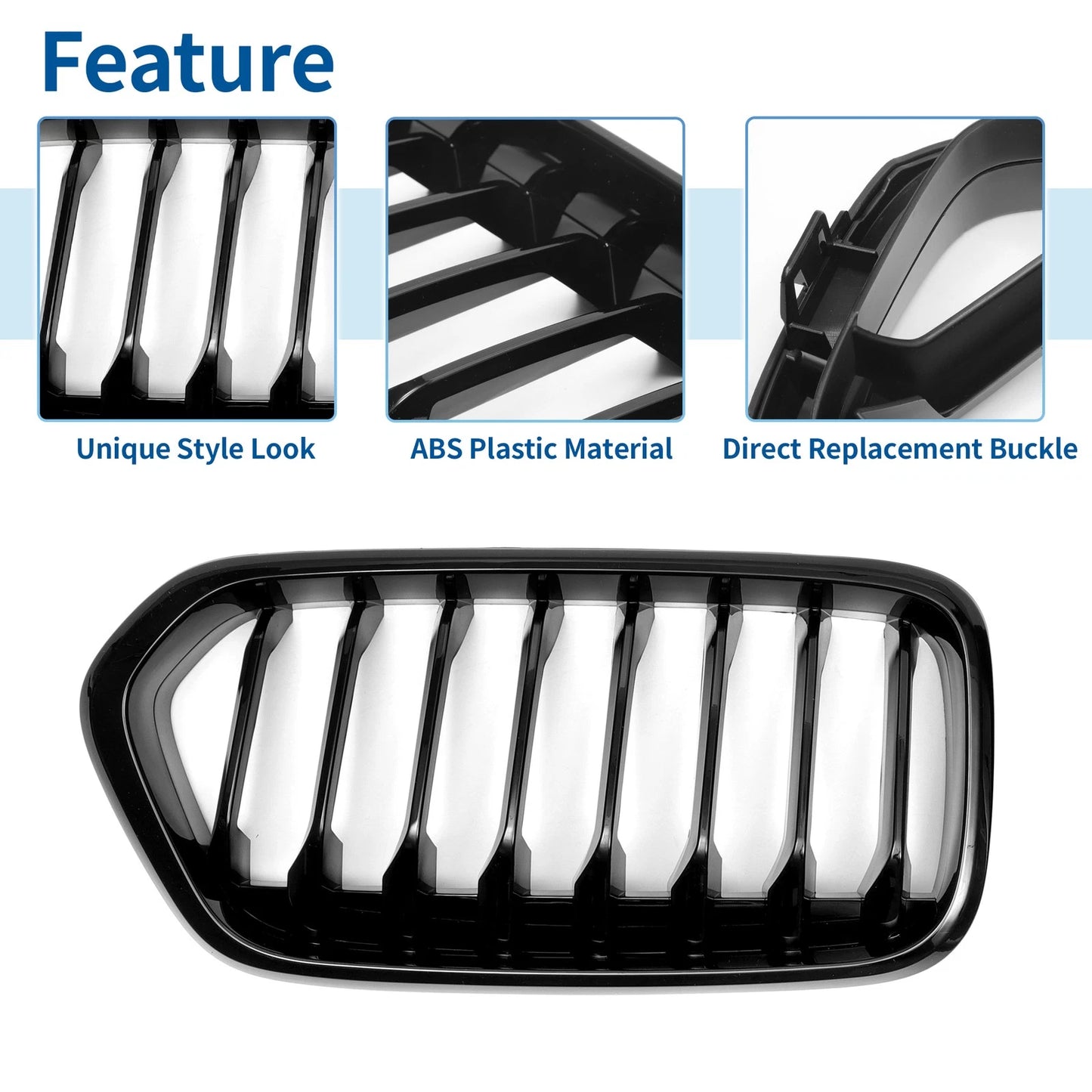 Front Upper Bumper Grille for BMW X2 (2017-2023) Gloss Black