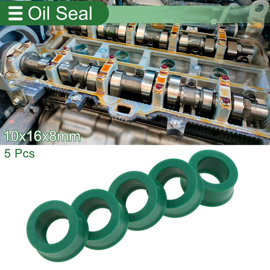 Oil Seal 10x16x8mm Rotary Shaft Seal TPU High Pressure Green 5 Pcs