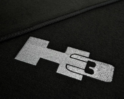 Black Floor Mats for Hummer H3 Tailored Carpets with H3 Emblem (2005-2010)