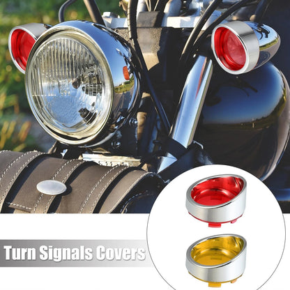 4pcs Turn Signal Light Covers with Silver Tone Visors for Harley Dyna