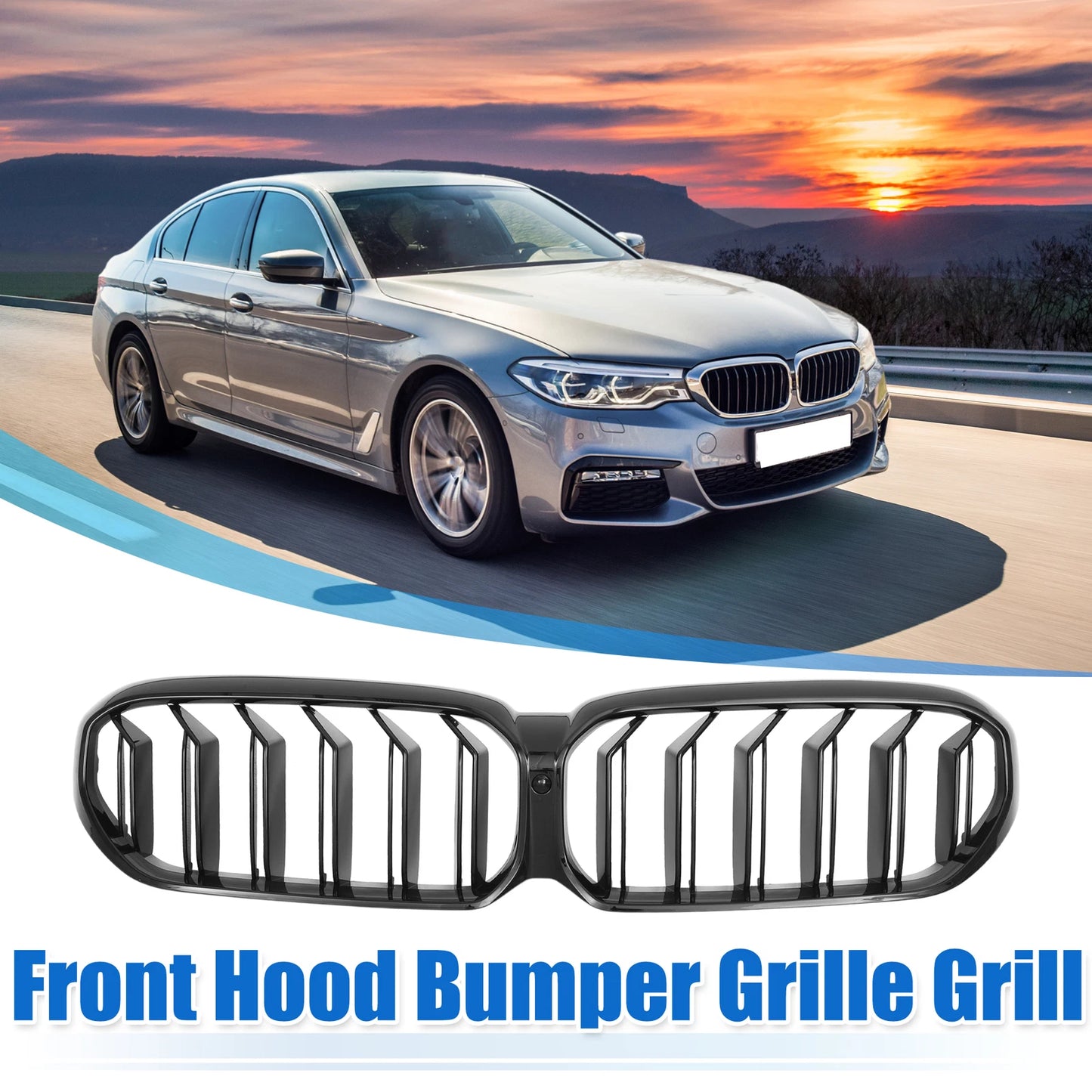 Front Hood Bumper Grille for BMW 530i xDrive 540i M5 G30 (2017-2023)