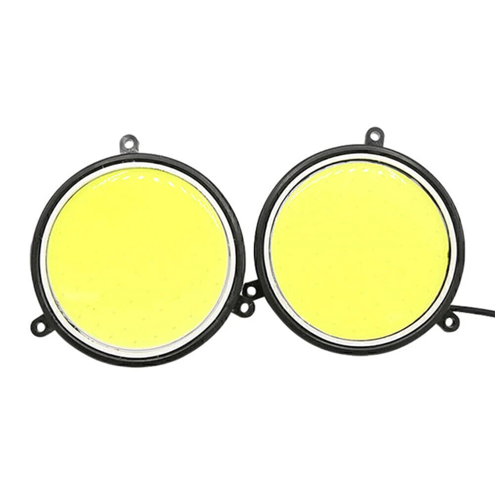 2 x Round Shape COB White LED Daytime Running Lights for Car (No Year Specified)