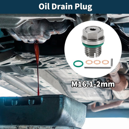 M16.1-2mm Copper Oil Drain Plug With Gasket for Car Motorcycle Silver Tone