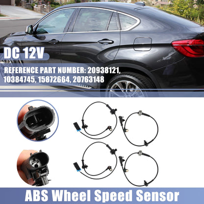 4 x ABS Wheel Speed Sensor Front Rear for GMC Sierra 1500 (2007-2013)
