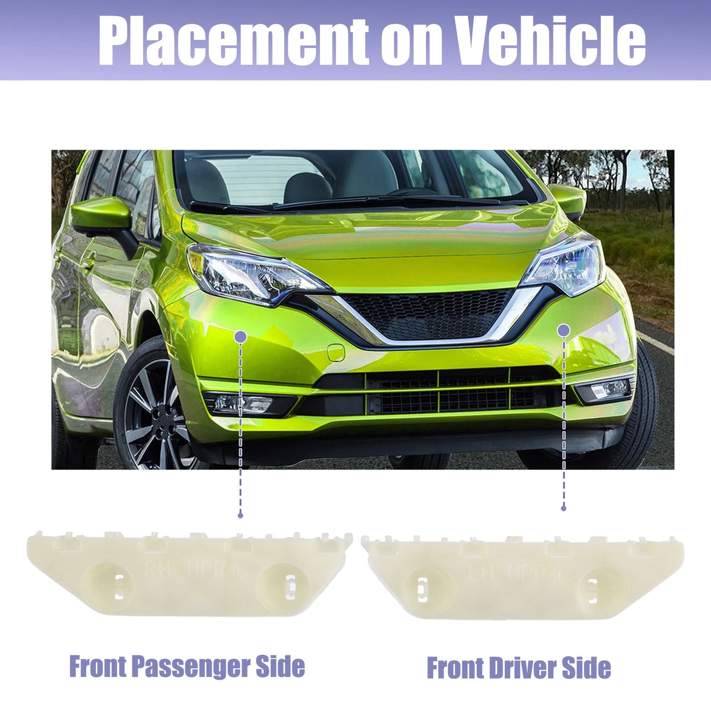 Left Right Side Front Bumper Mounting Support Brackets for Nissan Versa (2007-2012)