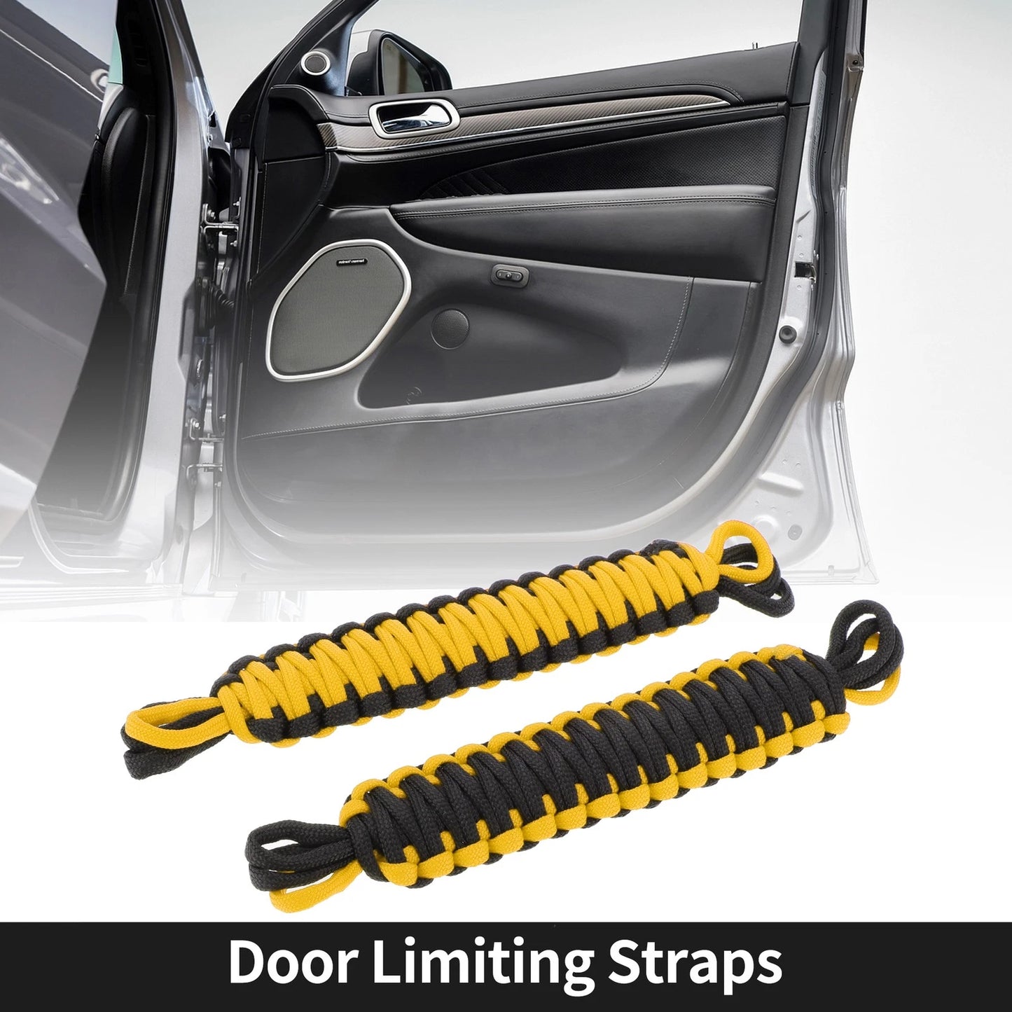 2 x Door Limiting Straps for Jeep Wrangler TJ JK JKU (2007-2018) Black Yellow